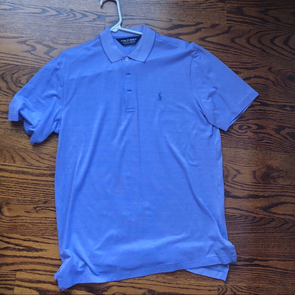 blue polo golf shirt